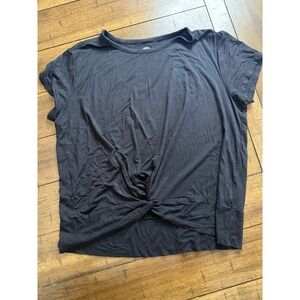 Wondernation‎ Kids Black Faux Knotted twist Short Sleeve T Shirt L (10-12)